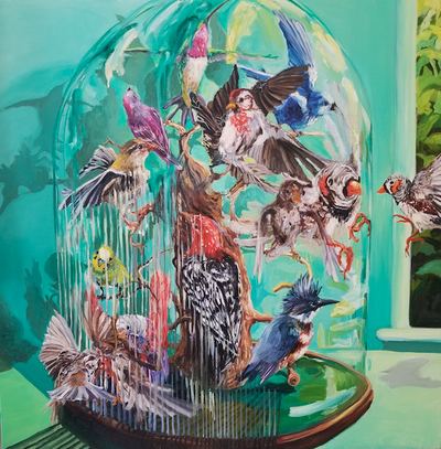 Silent Stirrings Jane Deering Gallery Bird Brained | New Work by Heidi L Johnson Oil on canvas