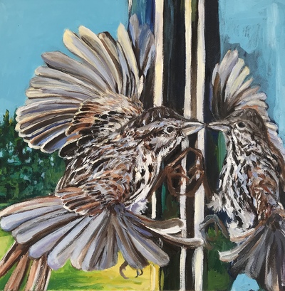 Inside Outside Jane Deering Gallery Bird Brained | New Work by Heidi L Johnson Oil on canvas