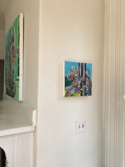 Installation shot of 'Inside Outside' Jane Deering Gallery Bird Brained | New Work by Heidi L Johnson