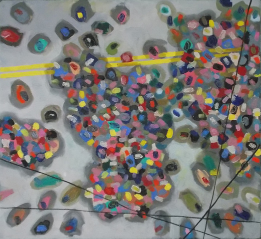 Mob from Above Jane Deering Gallery Miranda Updike | Colors of the Crowd Oil on canvas