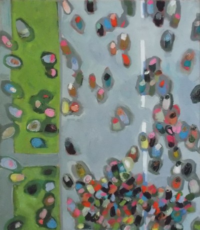 Jump Start Jane Deering Gallery Miranda Updike | Colors of the Crowd Oil on canvas