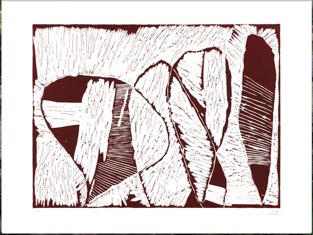 Dark Red Jane Deering Gallery The Art of Geoffrey Bayliss | Harvest Linocut print on Arches 88 paper