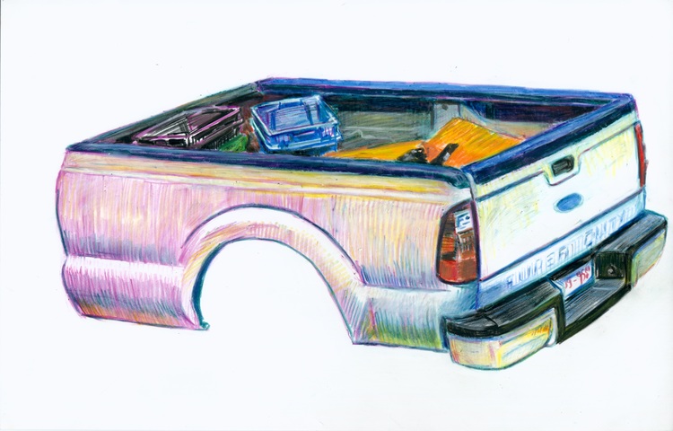 Beds #8 Jane Deering Gallery Jeffrey Marshall | Working the Waterfront Grease pencil on Yupo paper mounted on wood