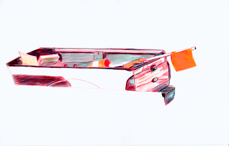 Beds #17 Jane Deering Gallery Jeffrey Marshall | Working the Waterfront Grease pencil on Yupo paper mounted on wood