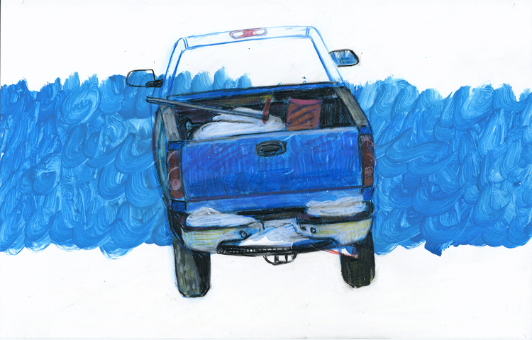 Beds #40 Jane Deering Gallery Jeffrey Marshall | Working the Waterfront Grease pencil on Yupo paper mounted on wood