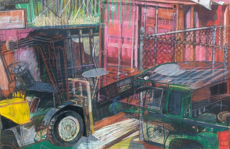 Comings and Goings #2 Jane Deering Gallery Jeffrey Marshall | Working the Waterfront Conte, pastel and ink on paper