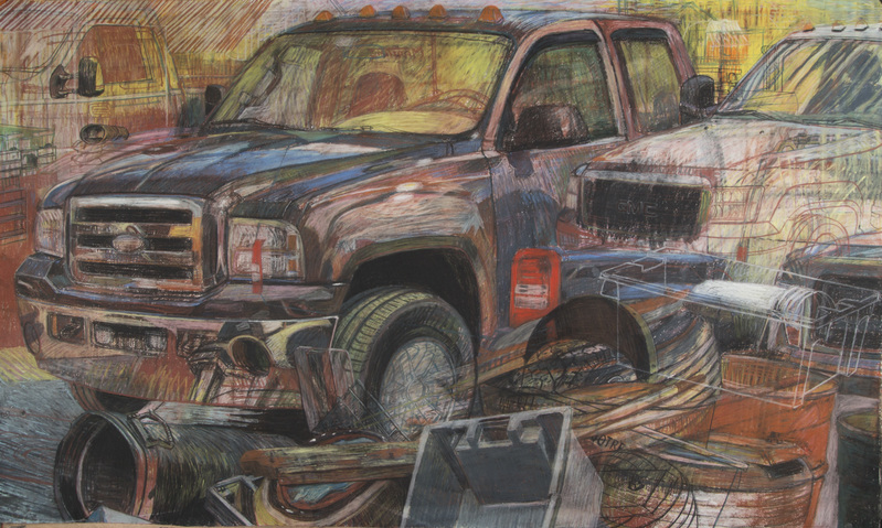 Monster Truck #2 Jane Deering Gallery Jeffrey Marshall | Working the Waterfront Conte and pastel on paper