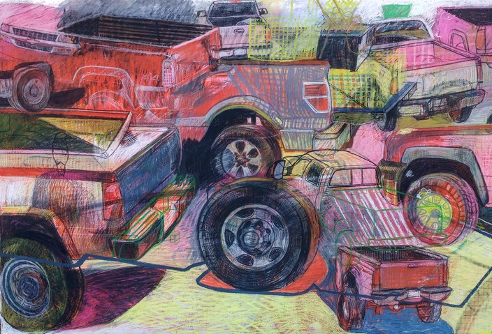 Comings and Goings #1 Jane Deering Gallery Jeffrey Marshall | Working the Waterfront Conte, pastel and ink on paper