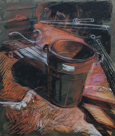 Night Wharf (Brutes) #2 Jane Deering Gallery Jeffrey Marshall | Working the Waterfront Conté, pastel, and ink on paper