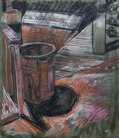 Night Wharf (Brutes) #1 Jane Deering Gallery Jeffrey Marshall | Working the Waterfront Conté, pastel, and ink on paper