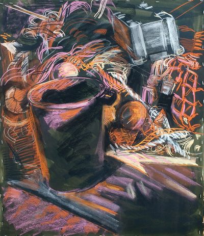 Night Wharf (Brutes) #6 Jane Deering Gallery Jeffrey Marshall | Working the Waterfront Conté, pastel, and ink on paper