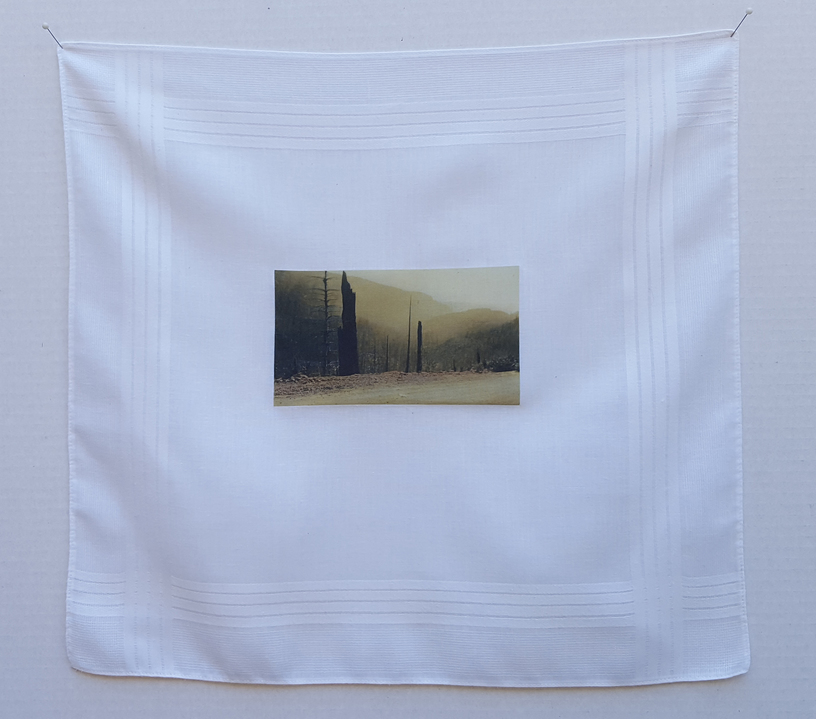 A Shadow Suspended on Dust Jane Deering Gallery A Turning Point | the contemporary landscape Transfer image on handkerchief