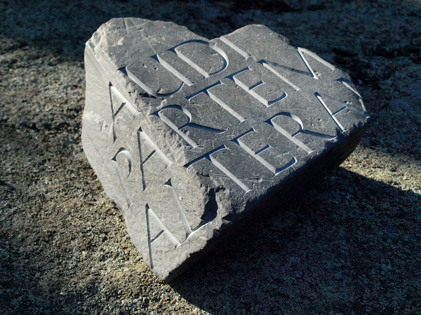 Audi Partem Alteram (Hear the Other Side) Jane Deering Gallery WITHIN / WITHOUT Found stone