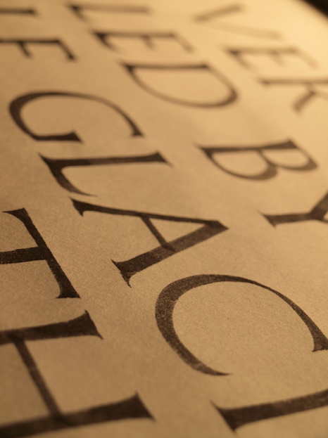 lettering Jane Deering Gallery WITHIN / WITHOUT Brush-drawn lettering in gouache on Japanese paper (Okawara)