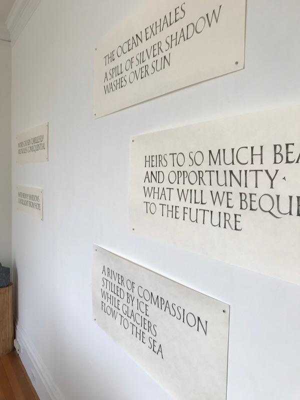 Installation shot: brush drawn lettering on Japanese (Okawara) paper Jane Deering Gallery WITHIN / WITHOUT