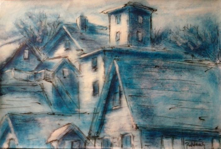 Staten Street Paul Neily-- Gloucester Blue Pen, gouache and latex on paper