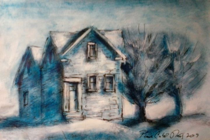Fitz Henry Lane House Paul Neily-- Gloucester Blue Pen, gouache and latex on paper