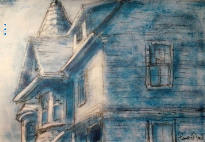 Untitled #12 Paul Neily-- Gloucester Blue Pen, gouache and latex on paper