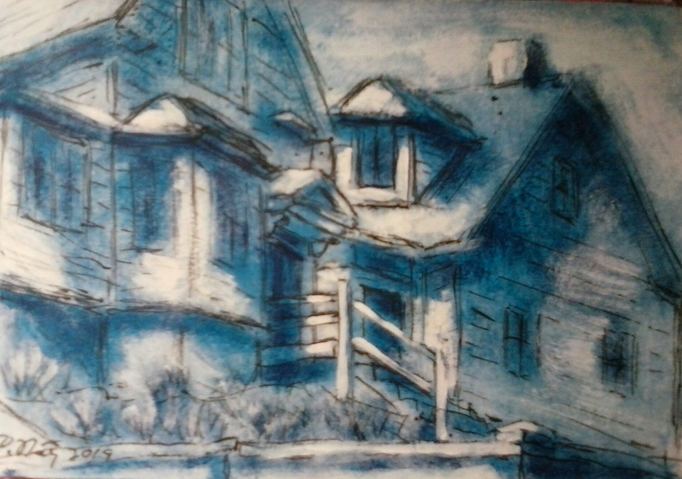 Wells Street Paul Neily-- Gloucester Blue Pen, gouache and latex on paper