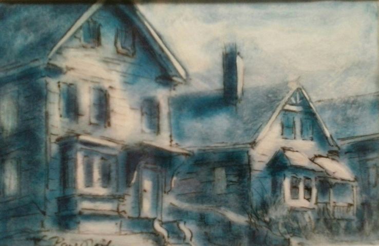 Commonwealth Avenue Paul Neily-- Gloucester Blue Pen, gouache and latex on paper