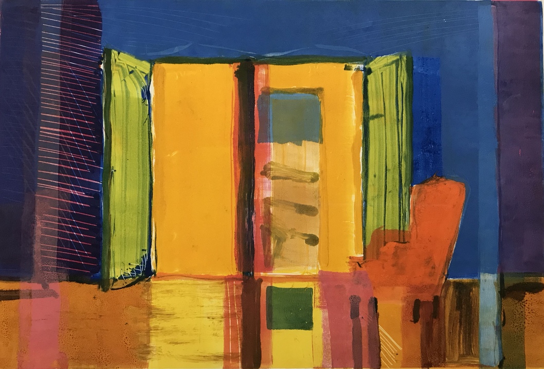 Red Chair Jane Deering Gallery Chris Baker Monotype