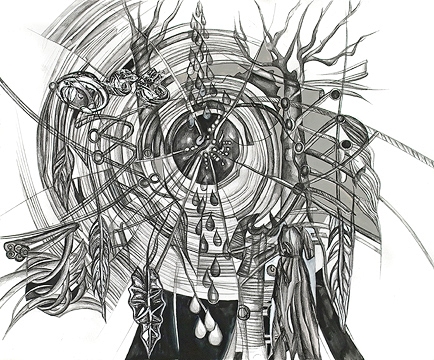 Bourne #1 Jane Deering Gallery Ann Diener Graphite, prismacolor, gouache, cut paper on paper