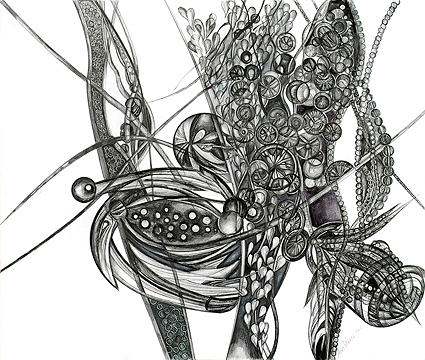 Bourne #2 Jane Deering Gallery Ann Diener Graphite, prismacolor, gouache, cut paper on paper