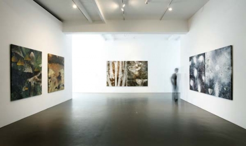 Installation shot : Exchange Gallery, UK Jane Deering Gallery Michael Porter all paintings oil and acrylic on canvas