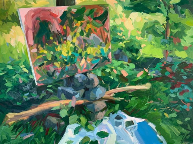 Easel of Sticks, Stones and a Tree Jane Deering Gallery Vanessa Michalak | Green Space Oil on canvas