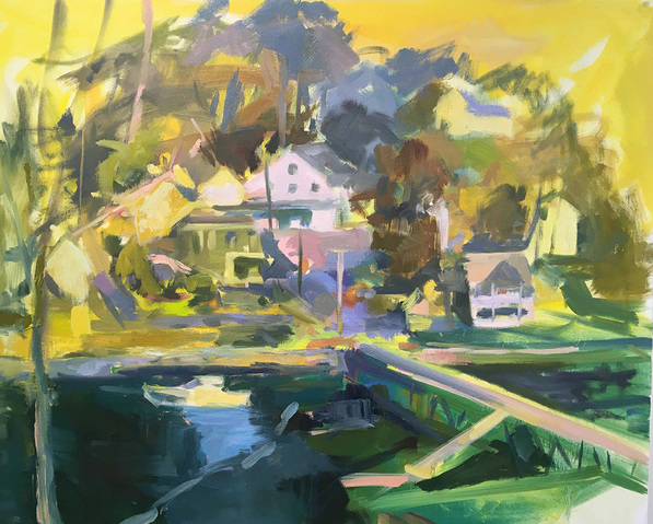 Annisquam Village in Yellow Jane Deering Gallery Vanessa Michalak | Green Space Oil on canvas