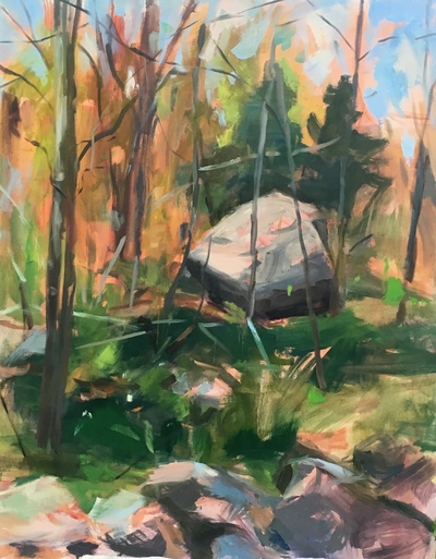 Boulder in the Woods Jane Deering Gallery Vanessa Michalak | Green Space Oil on canvas