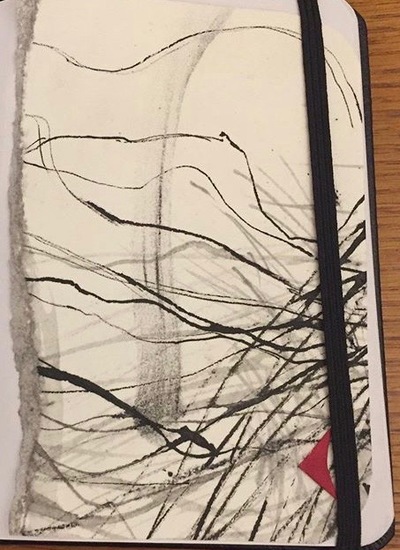 #2 from the Daily Drawing Series Jane Deering Gallery Gail Barker | Art as Process Ink and collage