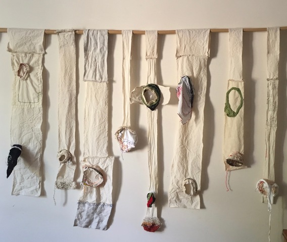 Left to right: #1-8 from the Nomadic Residency series, Portugal Jane Deering Gallery Gail Barker | Art as Process Cotton, linen thread, yarns
