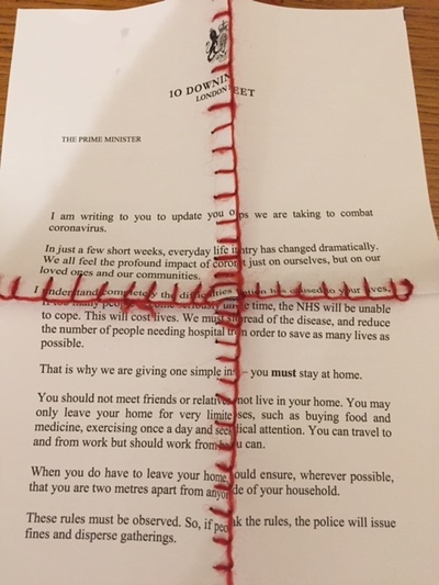 Altered Letter Jane Deering Gallery Gail Barker | Art as Process Blanket stitch, yarn
