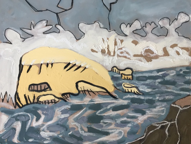 Lighthouse Beach (Yellow) Jane Deering Gallery Amy Robson | Keep Looking Oil on board