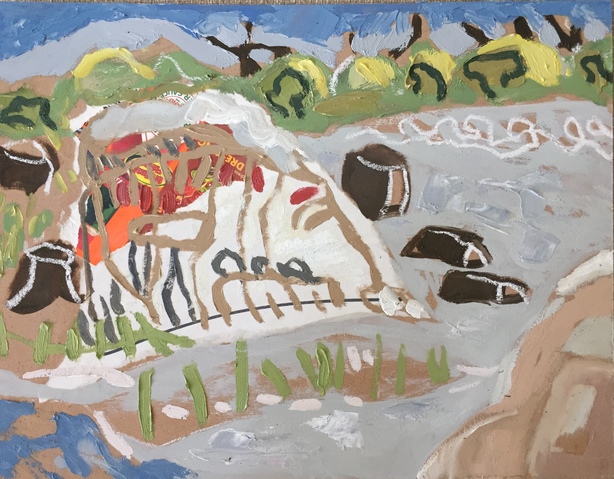 Lighthouse Beach (Tabasco) Jane Deering Gallery Amy Robson | Keep Looking Oil on board with collage