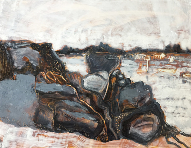 Rock (B&W) Jane Deering Gallery Amy Robson | Keep Looking Oil on board