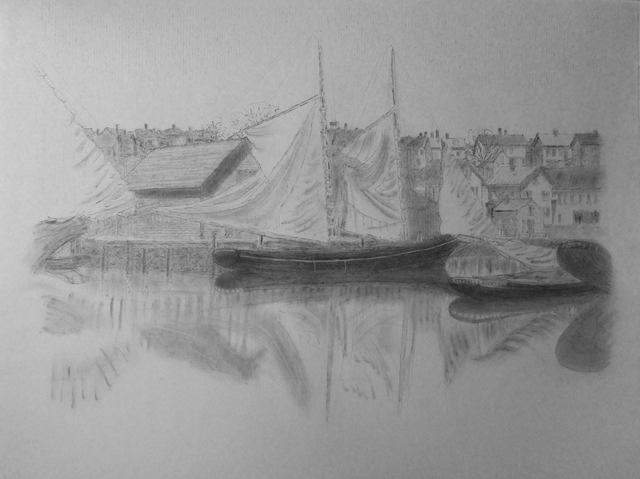 Schooner Sails Jane Deering Gallery Gloucester, Cape Ann | of time and place Graphite