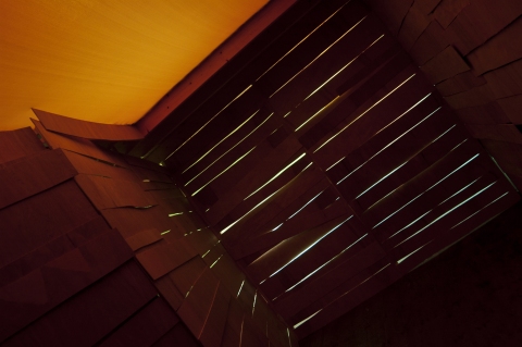 Above Within Below (detail : orange) Jane Deering Gallery Stephanie Cardon Multi-channel sound and computer-controlled lights; wood, fabric