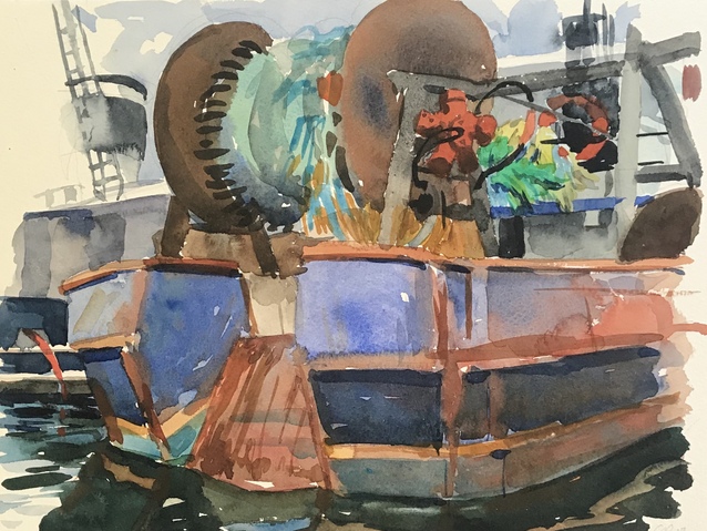 Trawler, Gloucester Harbor Jane Deering Gallery Gloucester, Cape Ann | of time and place Watercolor