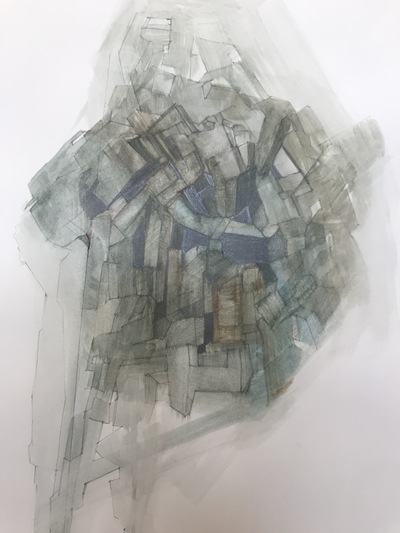 Boulder (Stack) Jane Deering Gallery Gloucester, Cape Ann | of time and place Watercolor, pencil and crayon on paper
