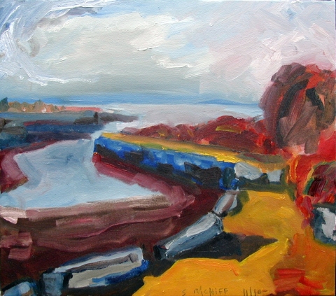 Autumn Wharfs Jane Deering Gallery Shaun McNiff oil on canvas