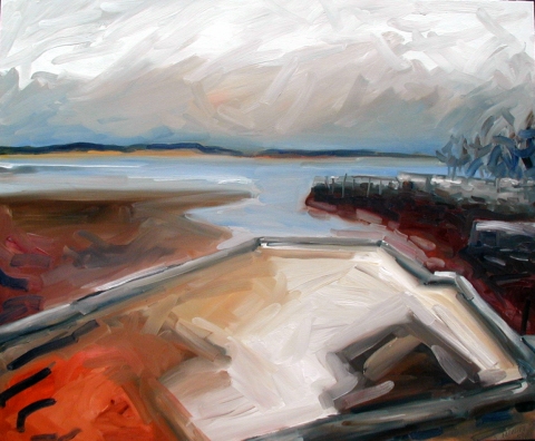 Winter Wharf Flight Jane Deering Gallery Shaun McNiff oil on canvas