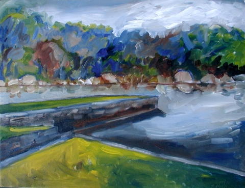 Chard Wharfs on Lobster Cove Jane Deering Gallery Shaun McNiff oil on canvas