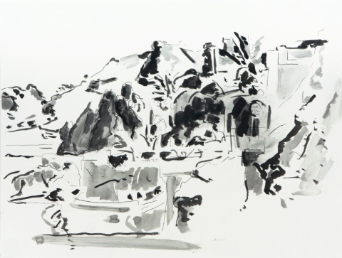 View from La Napoule Jane Deering Gallery Gina Werfel Ink on paper