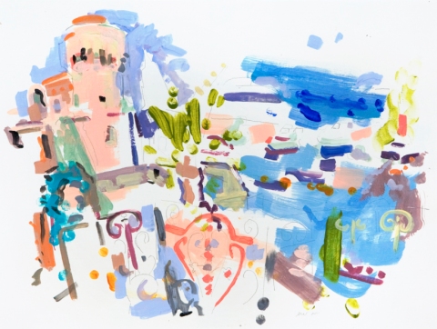 Chateau La Napoule Jane Deering Gallery Gina Werfel Mixed media on paper