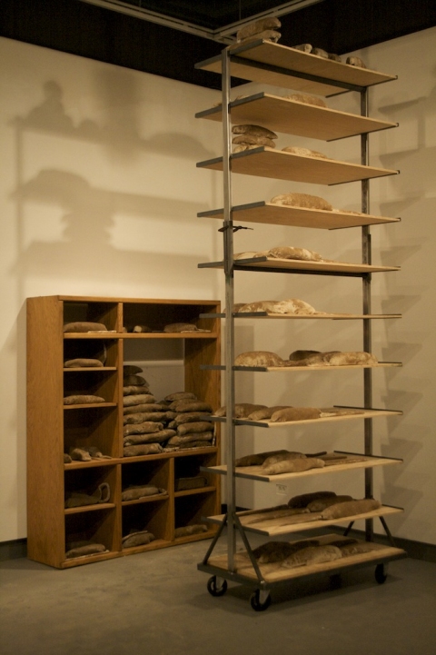 Rat -- installation shot Jane Deering Gallery Exhibition: MFA candidates . UCSB & UCDavis Ceramic sculptures, wood, steel