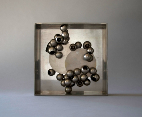 A Flux Box (Circuit Box Series) Jane Deering Gallery Alice Hutchins Plated steel, steel knobs, ferrite magnet