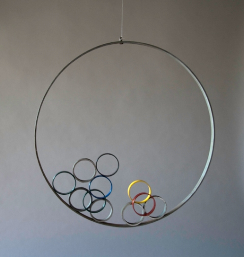 Cercle Gris Jane Deering Gallery Alice Hutchins Large steel ring, painted rings, Alnico magents