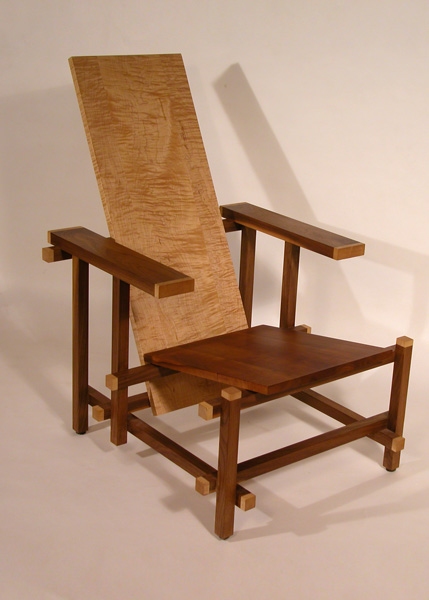 Chair, after Gerrit Reitveld Jane Deering Gallery Selection of works Mahogany, bird's eye maple, walnut